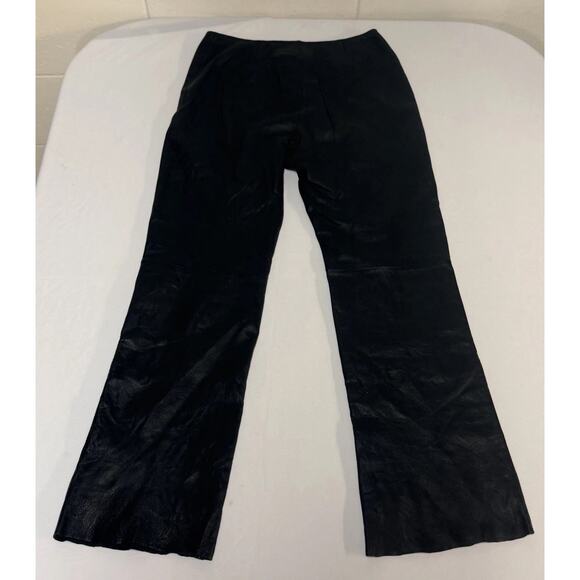 INC International Petite Size 4P Genuine Leather Boot Cut Pants Biker Flared Leg - Picture 2 of 11